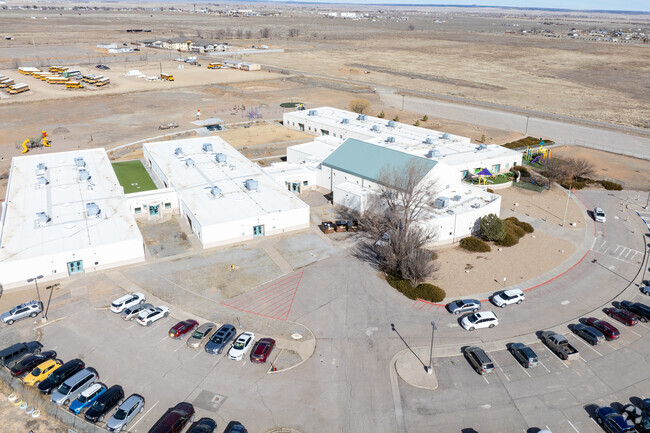 A. birds eye view of Moriarty Elementary.
