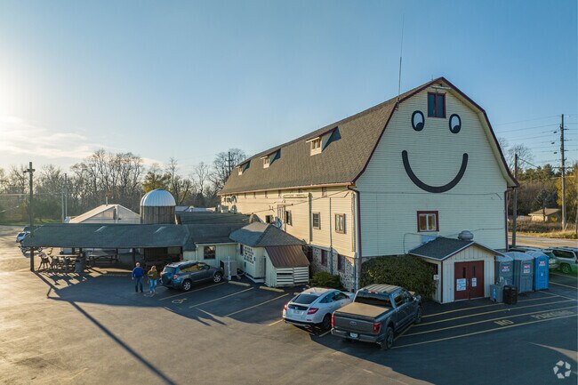 The famous smiley-face barn at The Elegant Farmer in Mukwonago is sure to put a smile on your face.