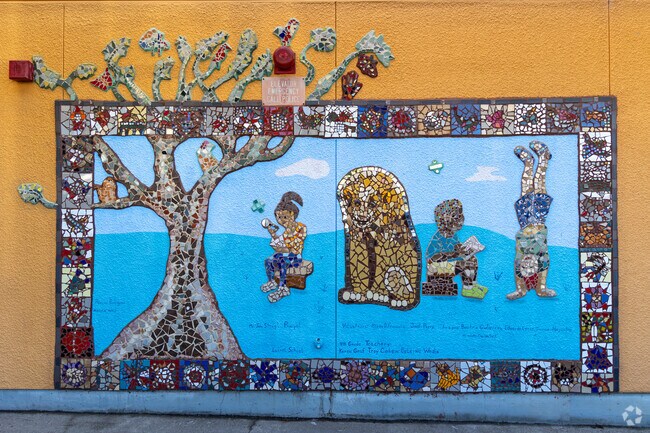Laurel Elementary School students created a wonderful mosaic at their front entrance.