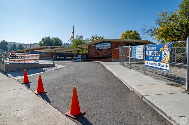 The pick up and drop off area for Blandford Elementary School