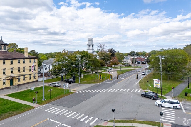 Colchester’s town center features the historic Federated Church and town green.