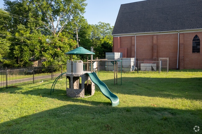 A playground in the back lot of Shiloh Excel Christian School.