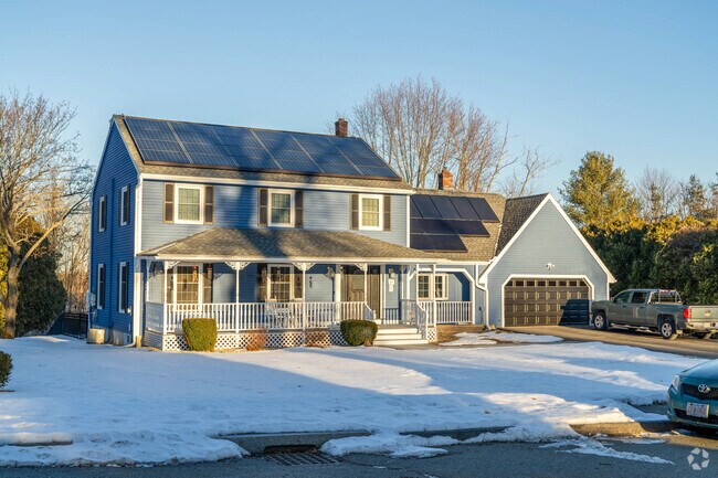 Some homes in Leominster feature solar panels and welcoming front porches.