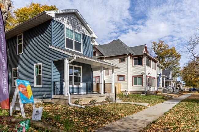 Homes in Walnut sometimes feature front porches connecting to the sidewalk.