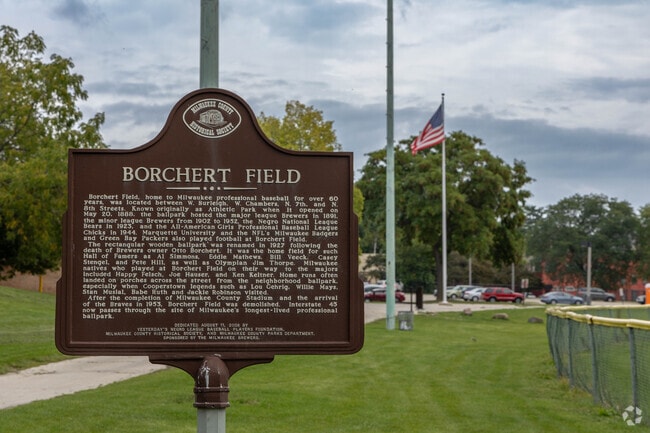 This historical marker tells the story of Borchert Field.