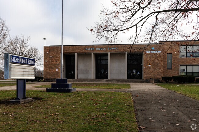 Teachers greet students with smiles each day at Baker Middle School.