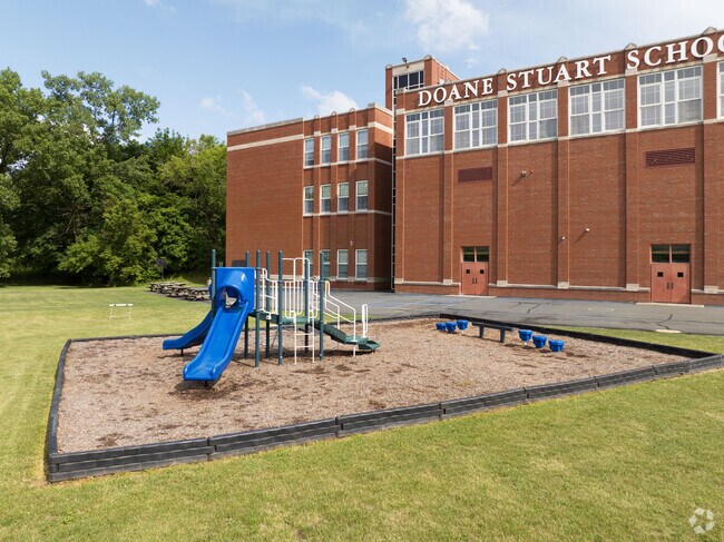 A playground and blacktop to play on at Doane Stuart School in Rensselaer, NY.