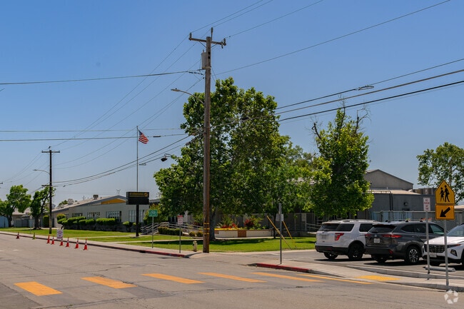 The bus loop is located near the Northeast end of the school grounds.