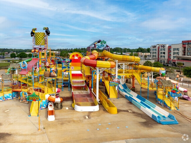 Centerville, Georgia, has an outdoor waterslide park called Rigby's Water World.