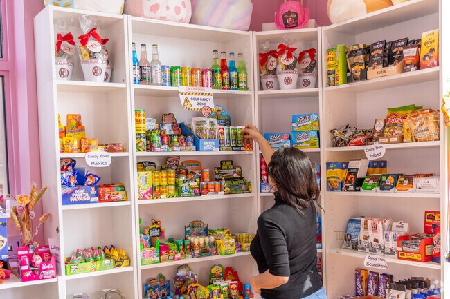 The candy selection at Whimsey Farm satisfies Compton Hills children's sweet tooth.