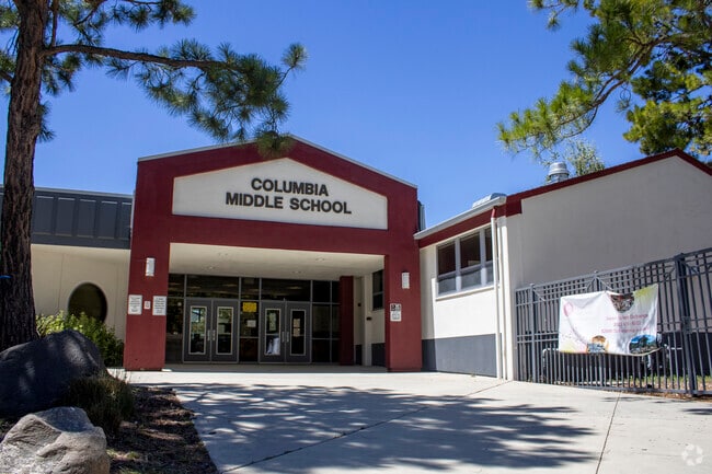 Columbia Middle School's front entrance.