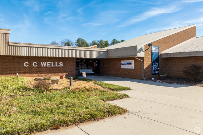 The entrance of C.C. Wells Elementary School.