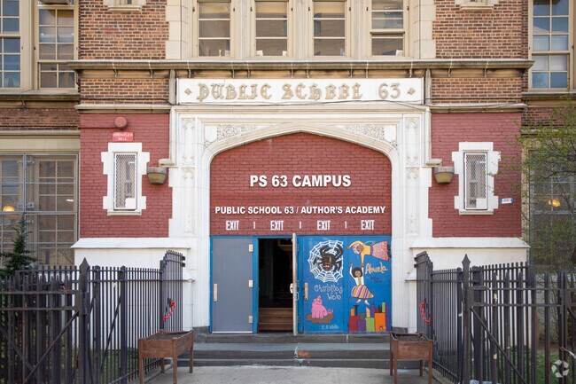 Entrance to Mott Hall Charter School is located in Morrisania, Bronx, NY.