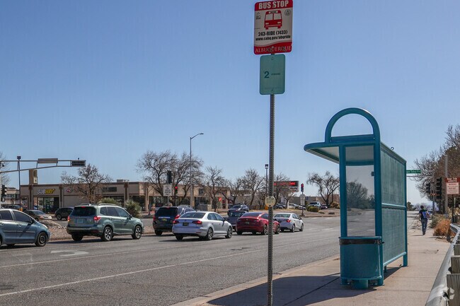 The ABQ Ride system has convenient stops all around Academy Hills Park.
