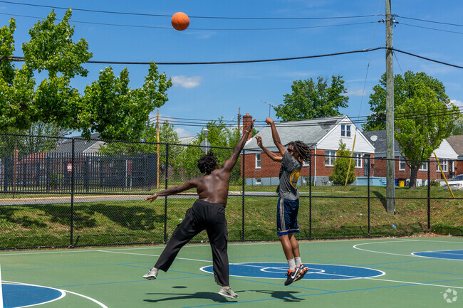 The basketball courts are a popular amenity at North Hardford Park.