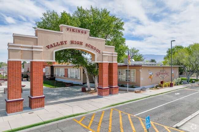 Los Griego's Valley HS just east of Rio Grande Blvd offers high school education.