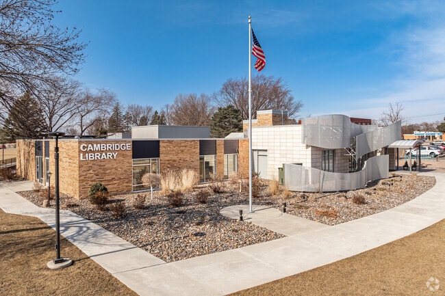 Residents can pick up a book at the Cambridge Public Library, built in 2020.