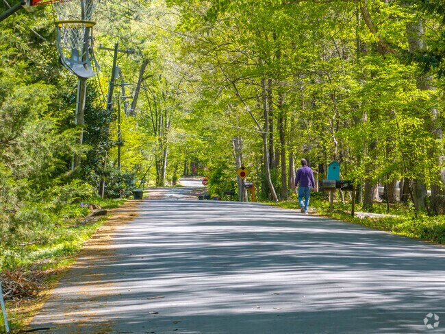 The quiet streets of Kings Mill-Morgan Creek are a serene setting for residents to enjoy time outdoors.