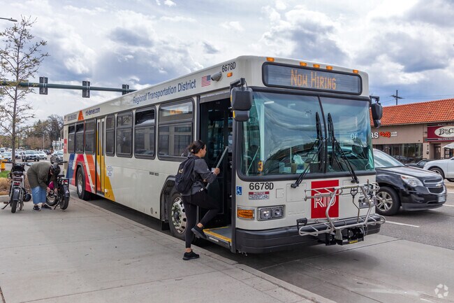 Bus stops are located on East Hale Parkway, 9th Avenue and Colorado Boulevard.