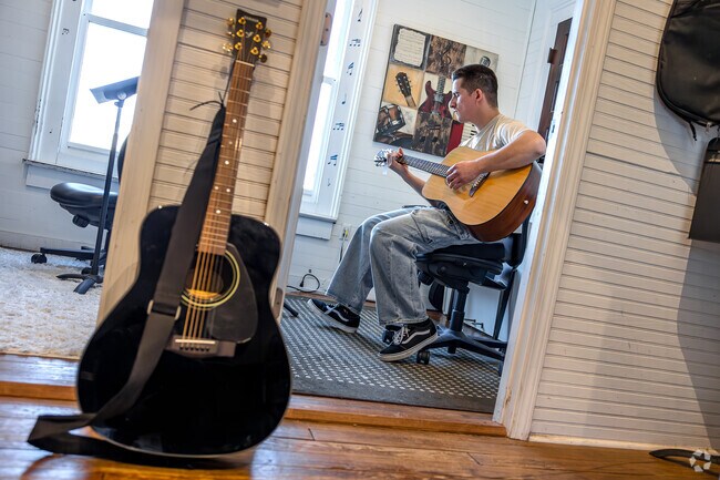 Music On Main Street offers Music Lessons, including guitar, piano, and drums.