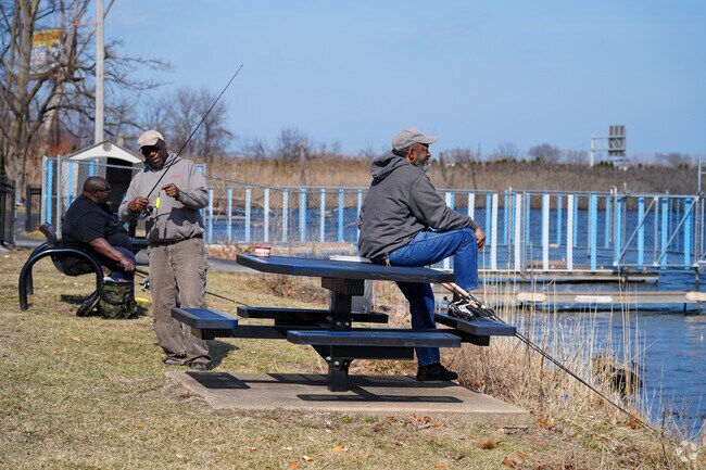 Residents of Lake Station can always be found fishing on Grand Boulevard Lake.