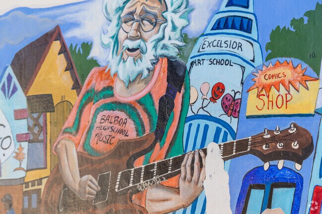 Murals depict Excelsior and local legend, Grateful Dead musician Jerry Garcia.