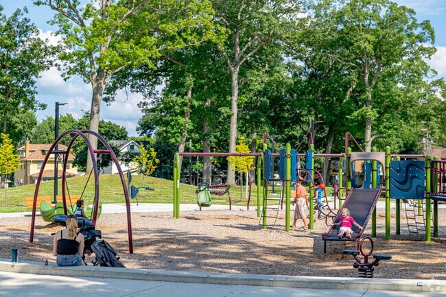 The playground at Loomis Park features structures of all kinds for kids to enjoy.