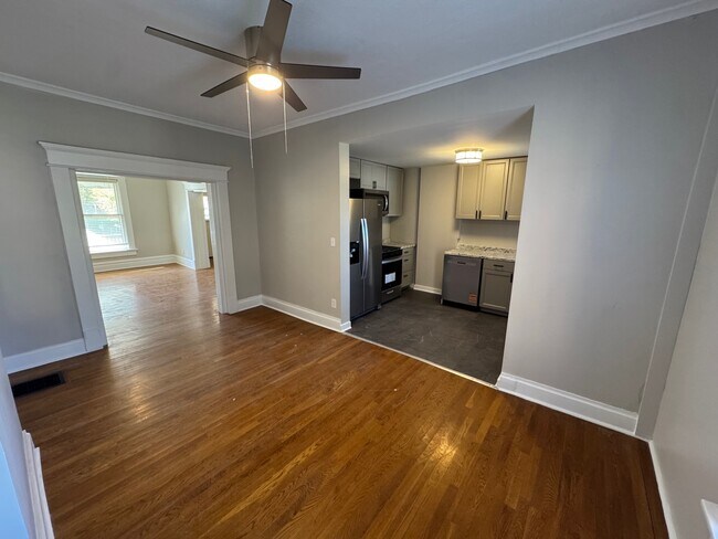 living room looking into kitchen