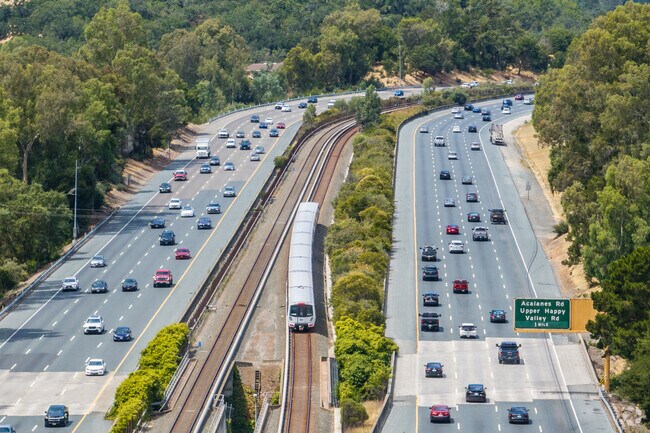 Bart runs through the middle of highway 24, connecting the bay area.