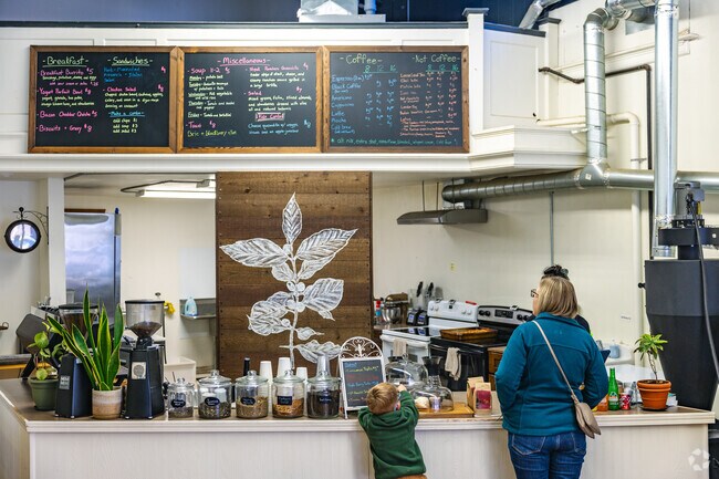 Folklore Coffee, in Conrad, offers a menu with sandwiches, soups, and pastries.