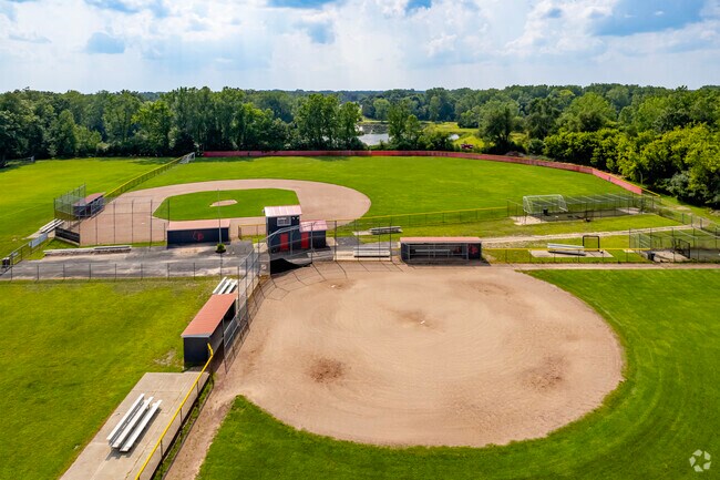 A pair of fields behind Michigan Center Junior/Senior High School regularly host student games.