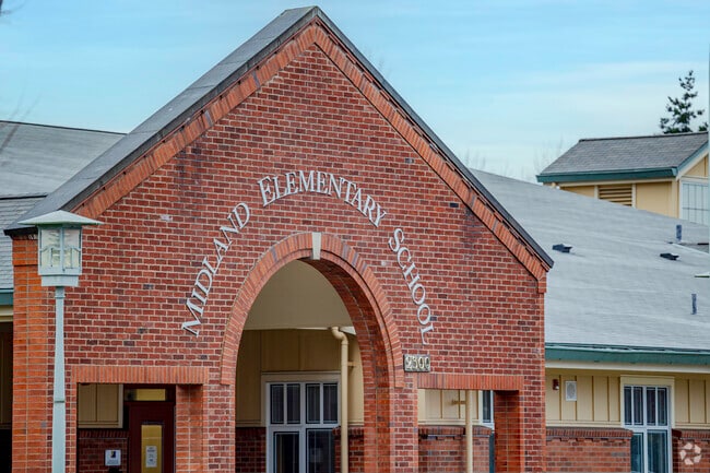 Beautiful brick exterior greets students.