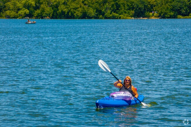 Lakefront Park on the northwest side of Round Lake and is a perfect place to kayak.