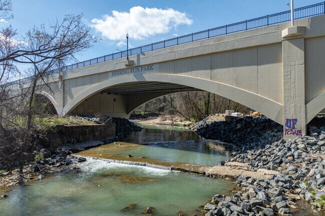 Surrounded by woodlands & wetlands, Herring Run Park is centered around the Herring Run Stream.