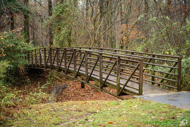 A wooden crossing bridge near River Park in Catawba, SC.
