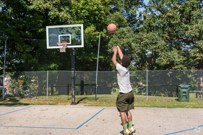 A Nether Providence athlete shoots some hoops at Sapovits Park.