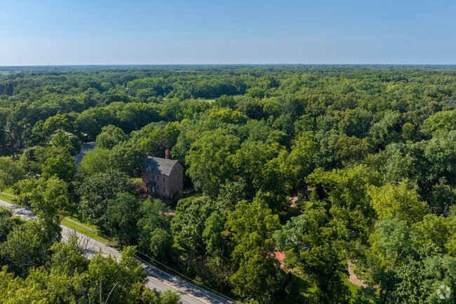 Aerial view of Deep River County Park and Saw Mill, Deep Run, Merrillville, IN.