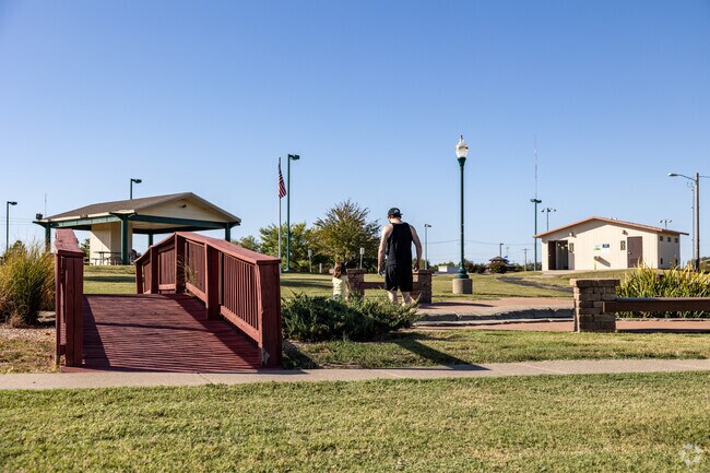 Residents enjoy the many water features found at Cunningham Park.