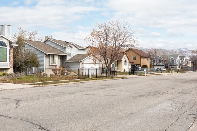 Row of varying styles of homes in the Westpointe neighborhood.
