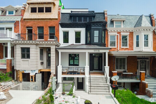 Remodeled row homes speckle the streets on Pleasant Plains.