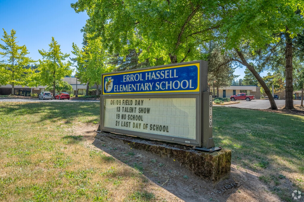 Errol Hassell Elementary School sign in Beaverton, Oregon.