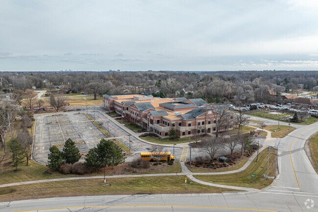 An aerial view of Dixon Elementary School.