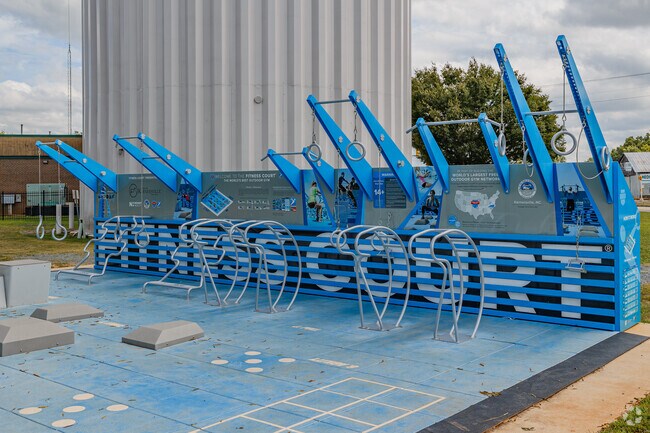 The Fitness Court shines as the centerpiece of the new Fitness Park in downtown Kernersville.