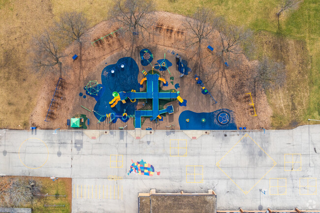 Hillcrest Elementary School has a large playground for students.