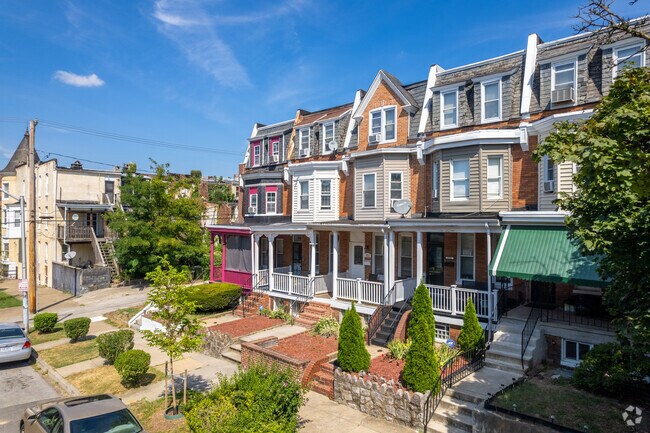 Many of the homes in Coppin Heights have front porches overlooking the roads.