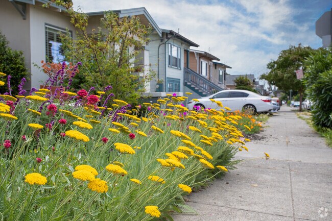 Harrington is full of colors from homes and flowers along the sidewalks in the neighborhood.