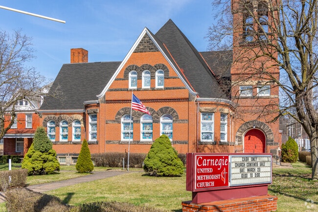 Carnegie is dotted with dozens of churches.