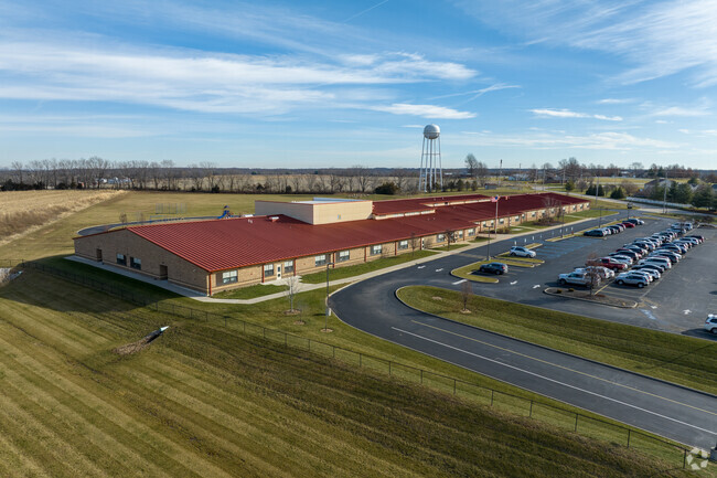 Flint Hill Elementary School sits at the edge of farmland and large subdivisions.