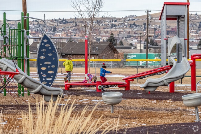 Children and parents love the modern playground at Stodden Park in Butte, Montana.