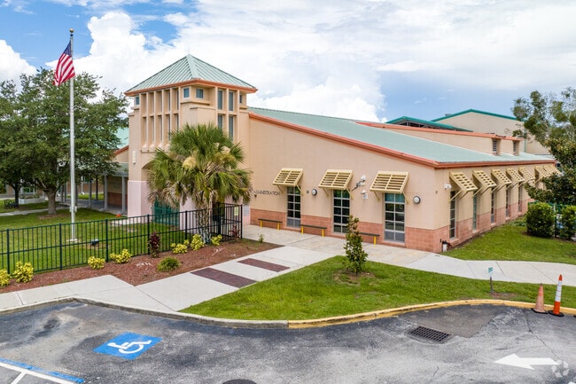 The main entrance at Celebration School in Celebration Florida.